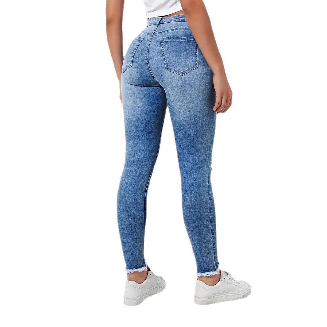 Stretch Ripped Slim Fit Feet Women's Jeans Smart Trousers