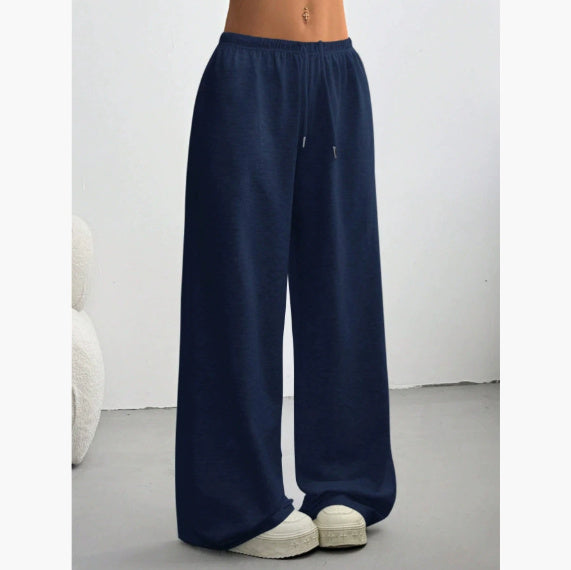Trousers Elastic Waistband Lace-up Wide-leg Casual Pants