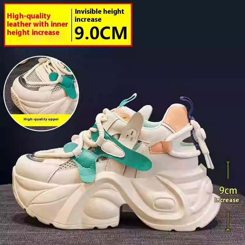 Mesh Surface Hollowed Casual Shoes Height Increasing Women Shoes