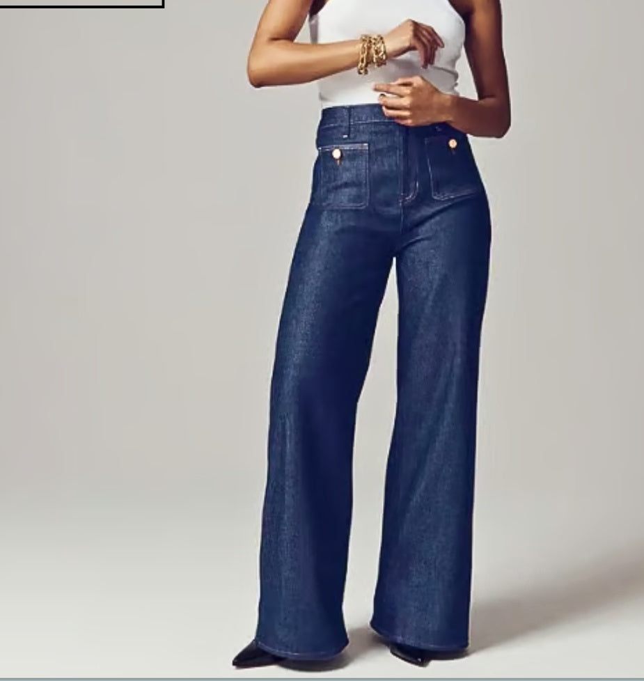 Women's Loose Plus Size Leisure Washed-out Button Wide-leg Pants Skinny