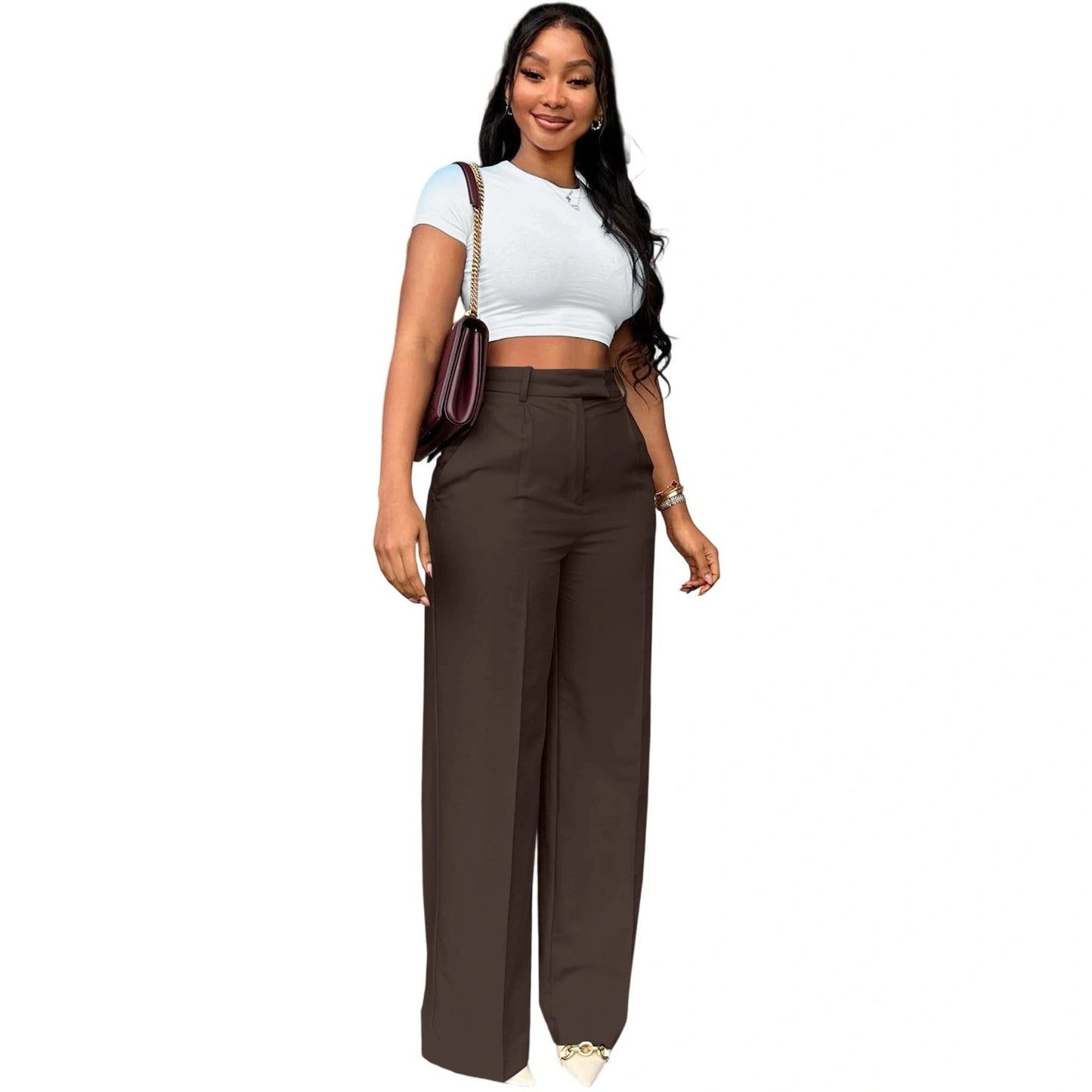 Women's High Waist Straight-leg Wide-leg Pants