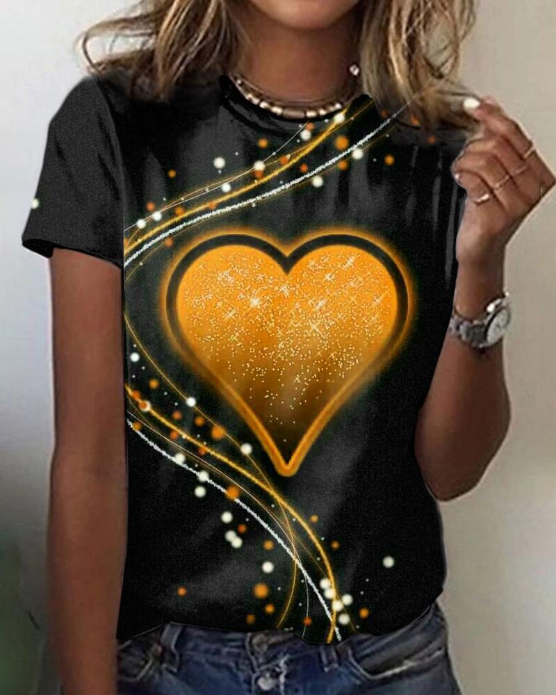 3D Printed Loose Round Neck Short Sleeve T-shirt Top