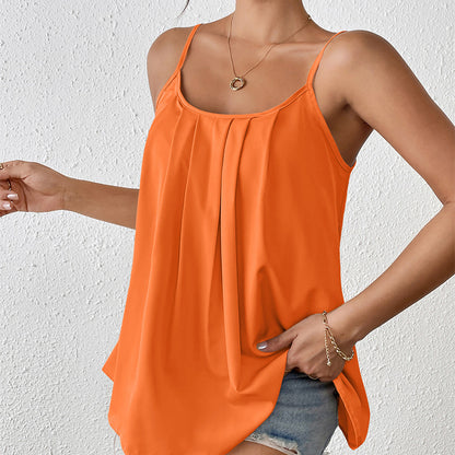 Pleated Camisole All-match Loose Sleeveless Vest Top