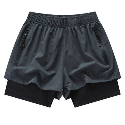Men's Loose Quick Drying Lined Anti Glare Double-layer Shorts
