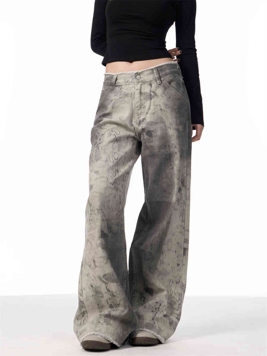 Women's High Street Distressed Printed Jeans
