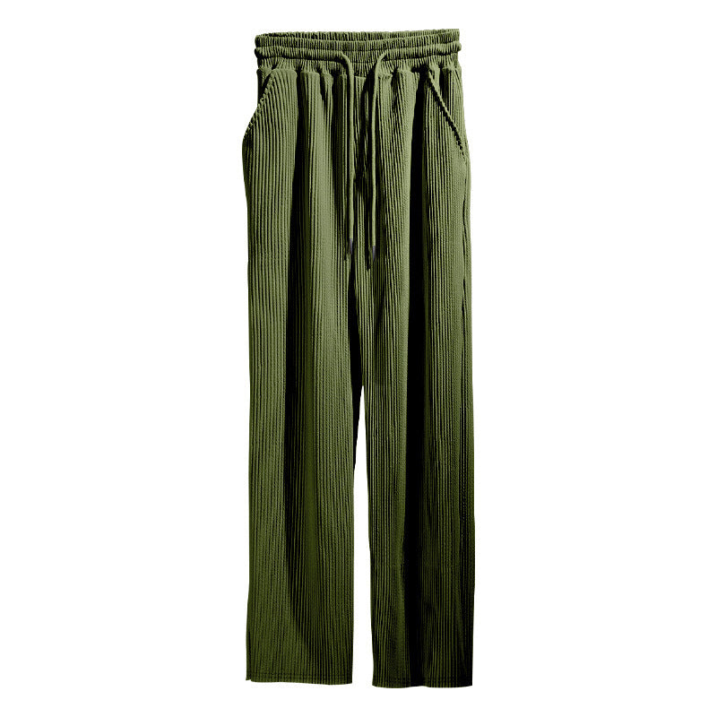 Men's Casual Trousers Loose Straight High Waist Wide Leg Pants