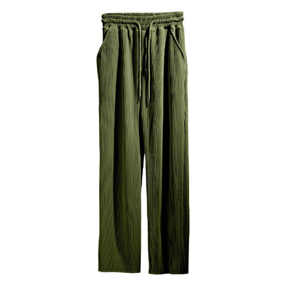 Men's Casual Trousers Loose Straight High Waist Wide Leg Pants