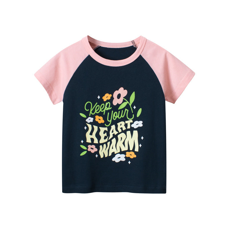 Children's Clothing Girls' Letter Short-sleeved T-shirt
