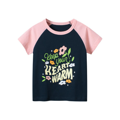 Children's Clothing Girls' Letter Short-sleeved T-shirt