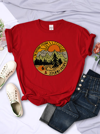 I'm Hiding From Stupid People Camping Scenery Women's Tops Hip-hop Fashion Street