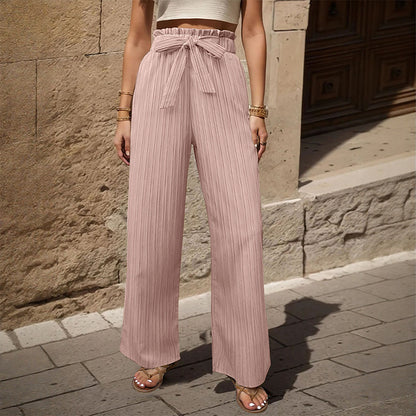 Tied Lotus Leaf Elastic Trousers