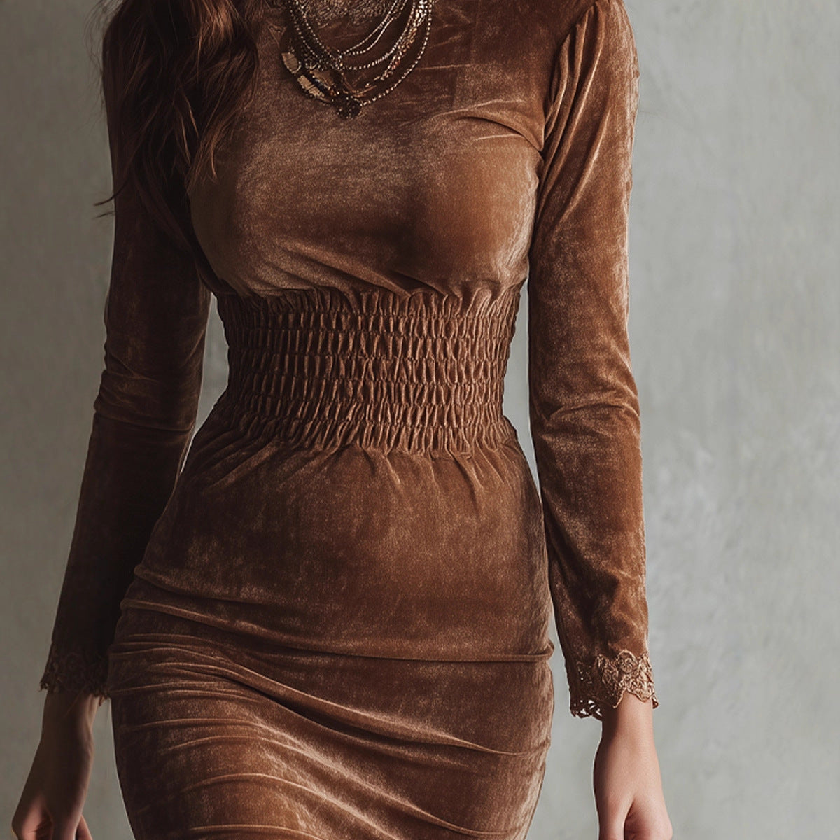 Women's Waist-controlled Long Sleeves Lace Skirt