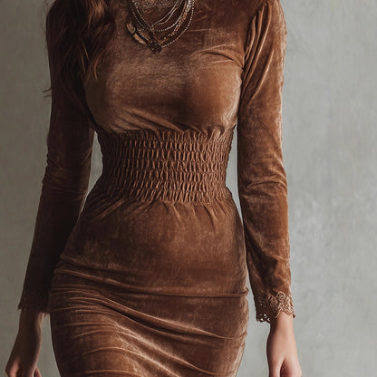 Women's Waist-controlled Long Sleeves Lace Skirt