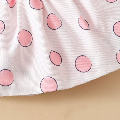 Polka Dot Rabbit Affixed Cloth Embroidered Suspender Skirt Outfit