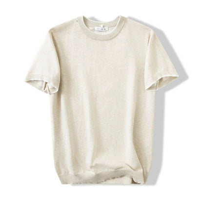Lazy And Versatile Knitted Round Neck T-shirt For Men