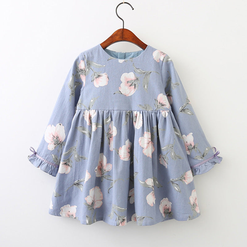 Girls print long sleeve dress