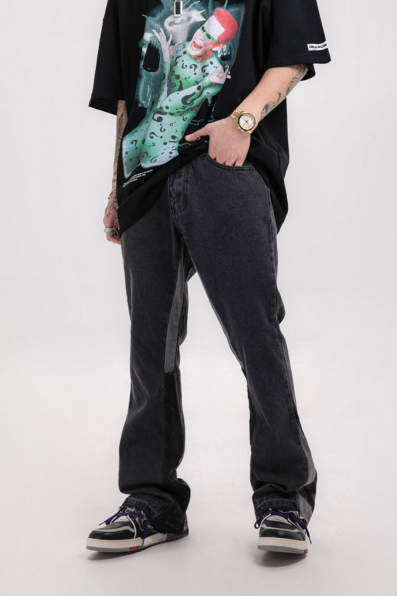 Patchwork drop jeans