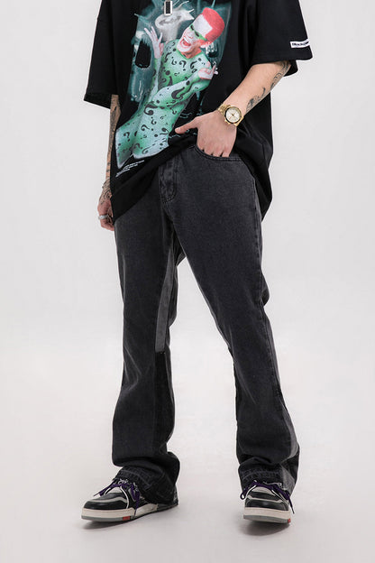 Patchwork drop jeans