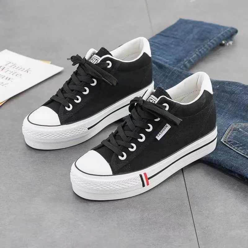Height Increasing Insole Canvas Shoes White Shoes For Students
