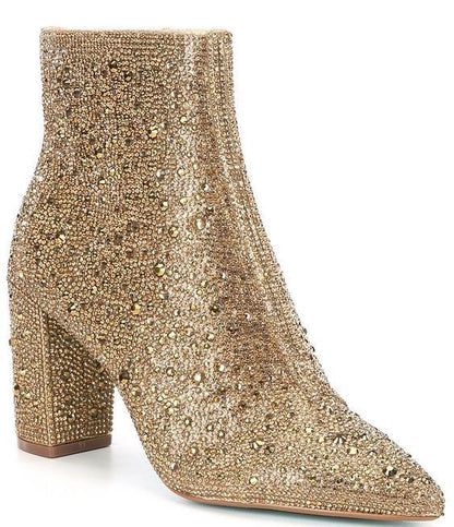 Rhinestone Pointed Toe Fashion Ankle Boots