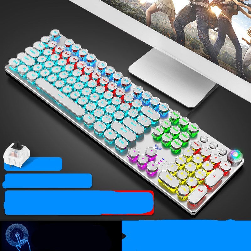 Steampunk Gaming Mechanical Keyboard Green Axis Black Axis