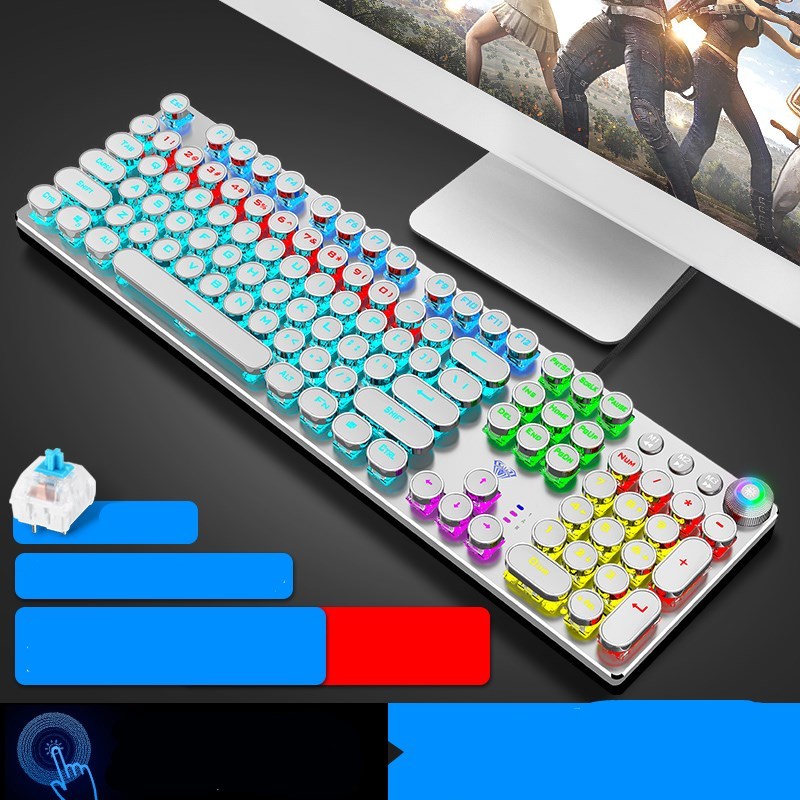 Steampunk Gaming Mechanical Keyboard Green Axis Black Axis