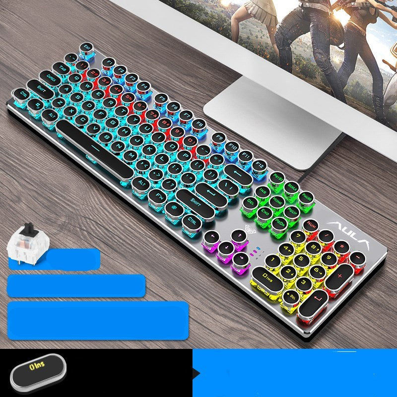 Steampunk Gaming Mechanical Keyboard Green Axis Black Axis