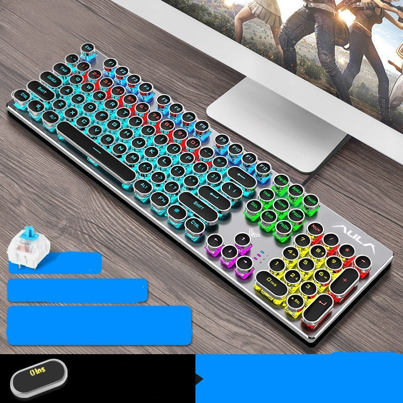 Steampunk Gaming Mechanical Keyboard Green Axis Black Axis