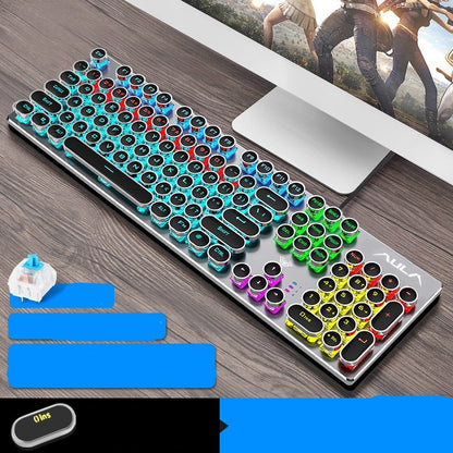 Steampunk Gaming Mechanical Keyboard Green Axis Black Axis