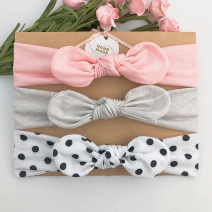3Pcs Lot Colorful Boho Newborn Toddler Headband Ribbon Elastic Baby Headdress Kids Hair Band Cotton Girl Flower Bow Knot