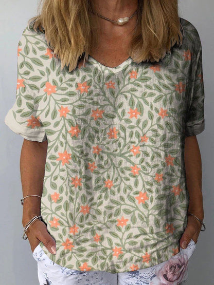 Women's Casual V-neck Printed Short Sleeves