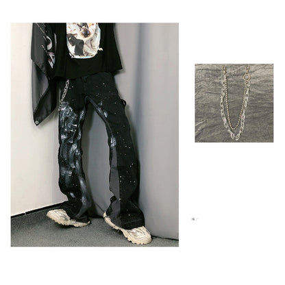 Whoa Gift Chain Jeans Pants Hiphop Wash oOld Splash