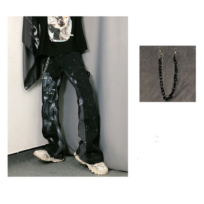 Whoa Gift Chain Jeans Pants Hiphop Wash oOld Splash