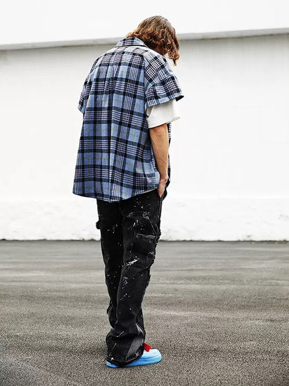 BONELESS Stitching, Deconstruction, Washing Water And Ink, Denim Trousers, Layered Looseness, Retro VIBE Style Flared Pants