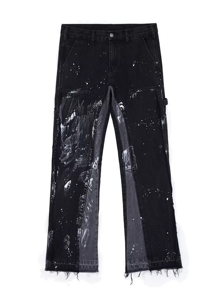 BONELESS Stitching, Deconstruction, Washing Water And Ink, Denim Trousers, Layered Looseness, Retro VIBE Style Flared Pants