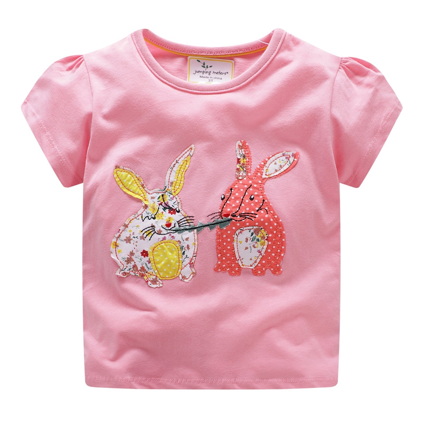 Girls Short Sleeve T-Shirt, Cotton Round Neck Bottoming Shirt, Children's Top