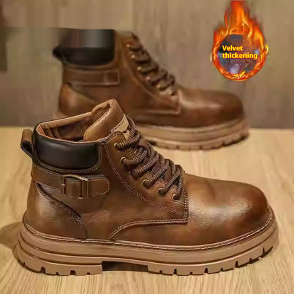 High Top British Style Retro Biker's Leather Boots