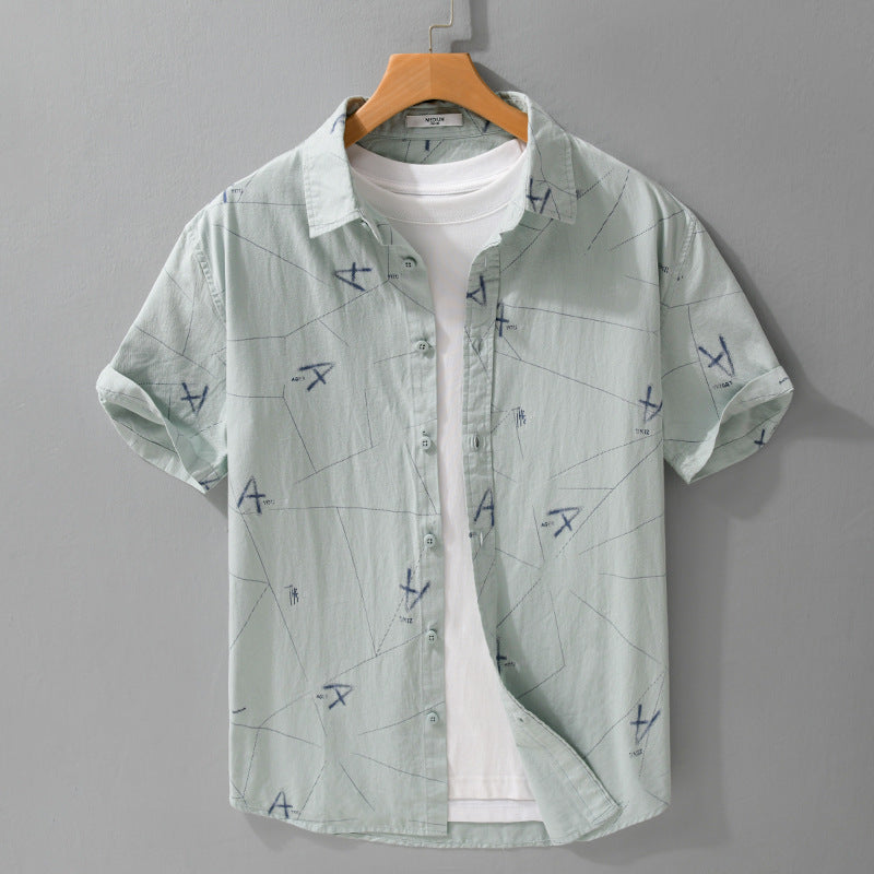 Letter Printed Simple Short Sleeve Shirt