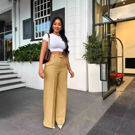 Women's High Waist Straight-leg Wide-leg Pants