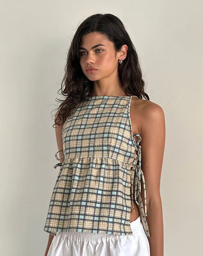 Strap Plaid Top Sexy Plaid Small Sling Strap