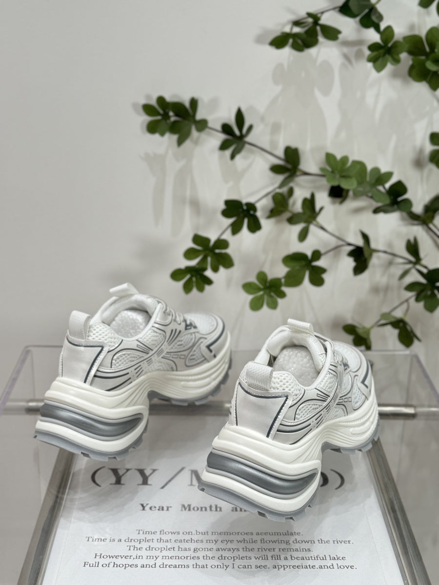 Vintage Genuine Leather Platform Dad Shoes Women