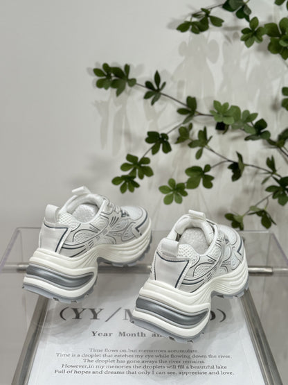 Vintage Genuine Leather Platform Dad Shoes Women