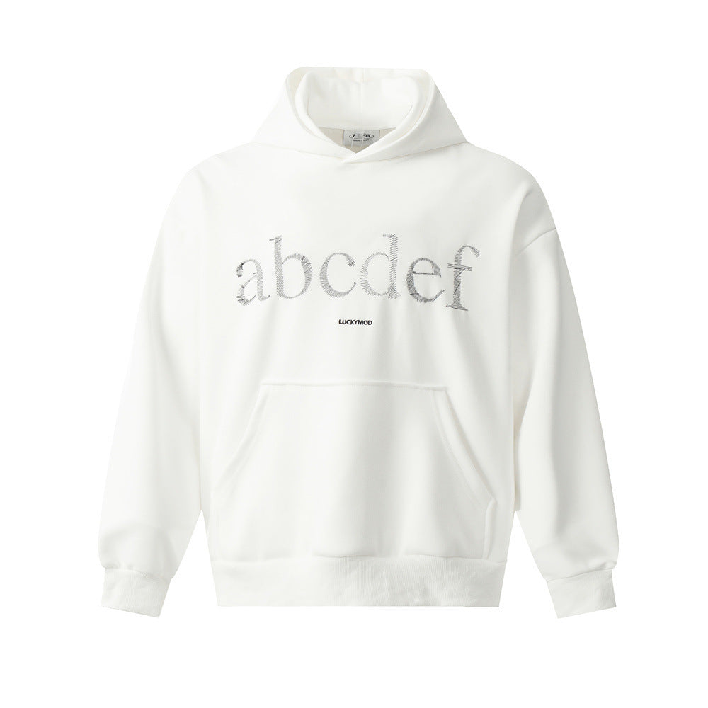 English Embroidered Letters Loose Hooded Men