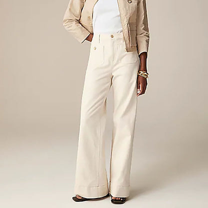 Women's Loose Plus Size Leisure Washed-out Button Wide-leg Pants Skinny