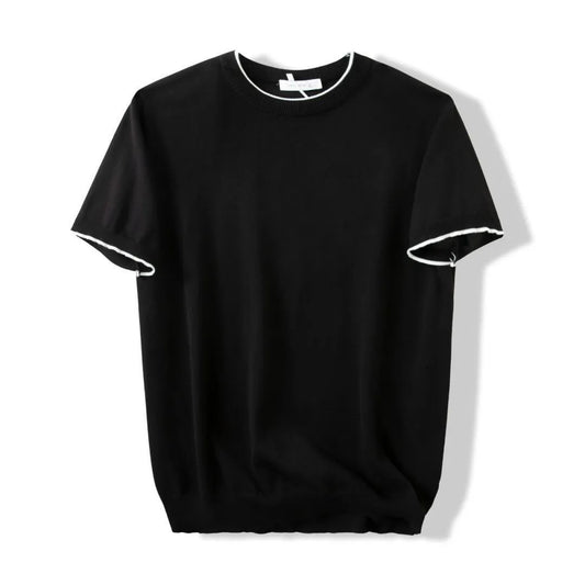 Lazy And Versatile Knitted Round Neck T-shirt For Men