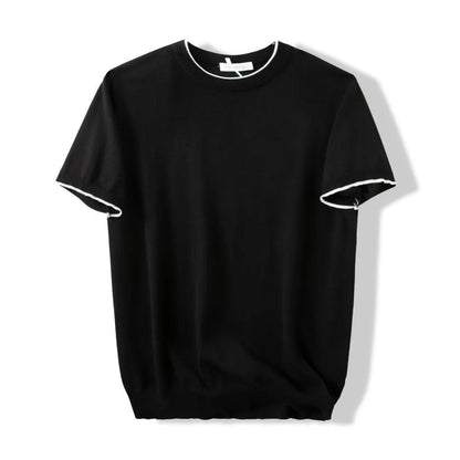 Lazy And Versatile Knitted Round Neck T-shirt For Men