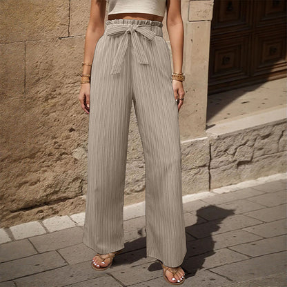 Tied Lotus Leaf Elastic Trousers