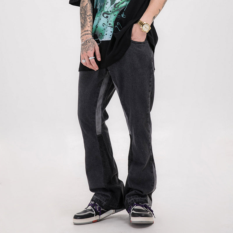 Patchwork drop jeans