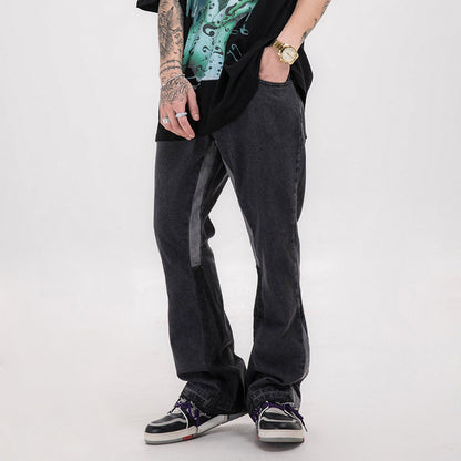 Patchwork drop jeans