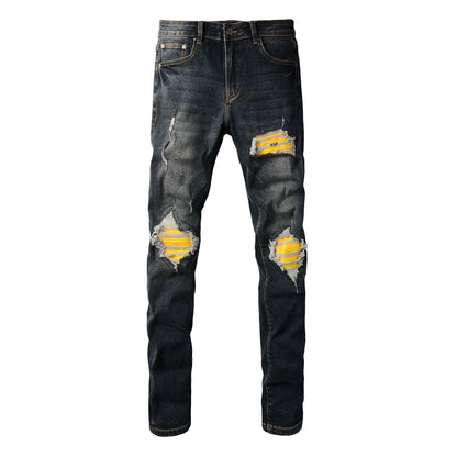 European And American Fashion Street Fashion Close-fitting And Slim-fitting Skinny Jeans